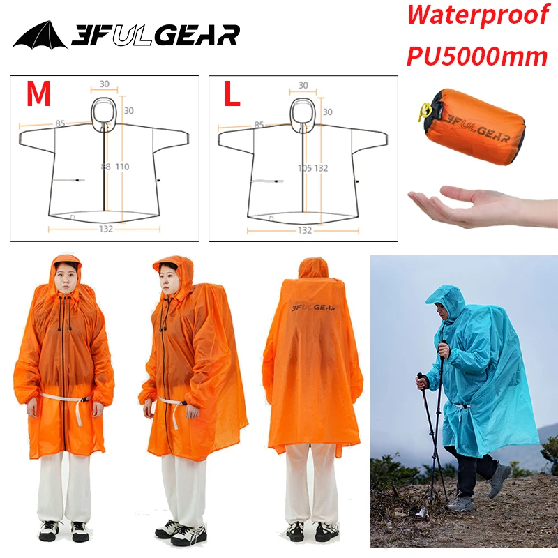Women'S Fashion Rain Jacket - 3F UL GEAR Zipper Raincoat 15D