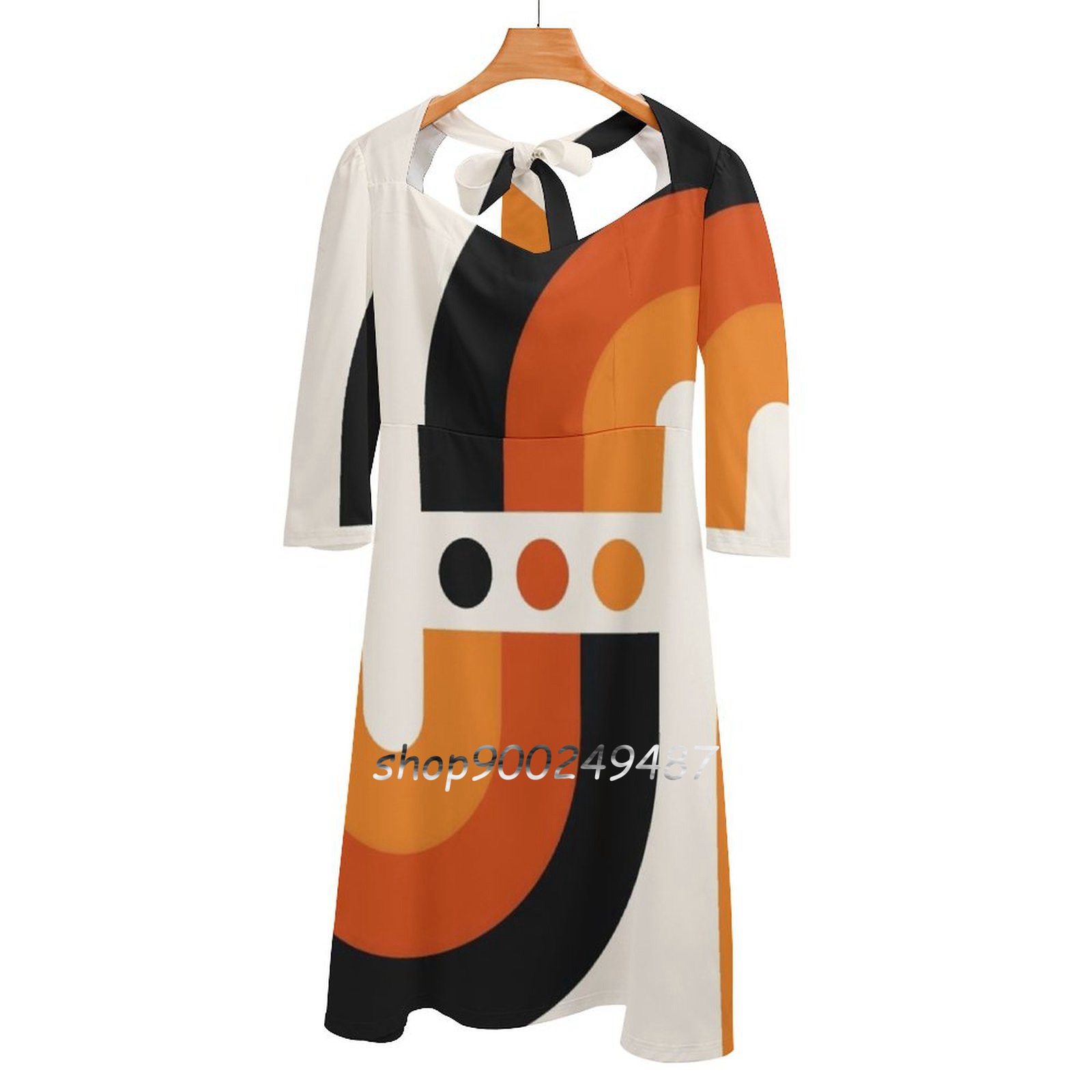 Women'S Fashion Of The 70S - Sunset Rainbow Flare Dress Square Neck