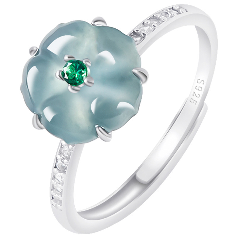Blue Burmese Jadeite Flower Ri - огляд і ціна Women Fashion Rings