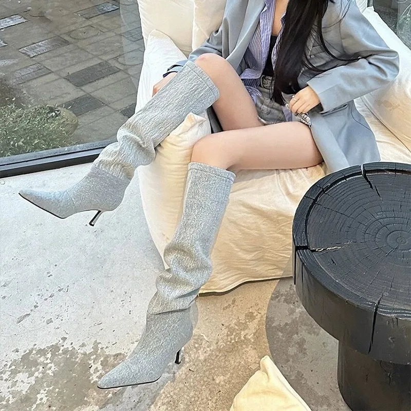 High Heel Long Tube over Knee  - огляд і ціна Women Fashion Jeans