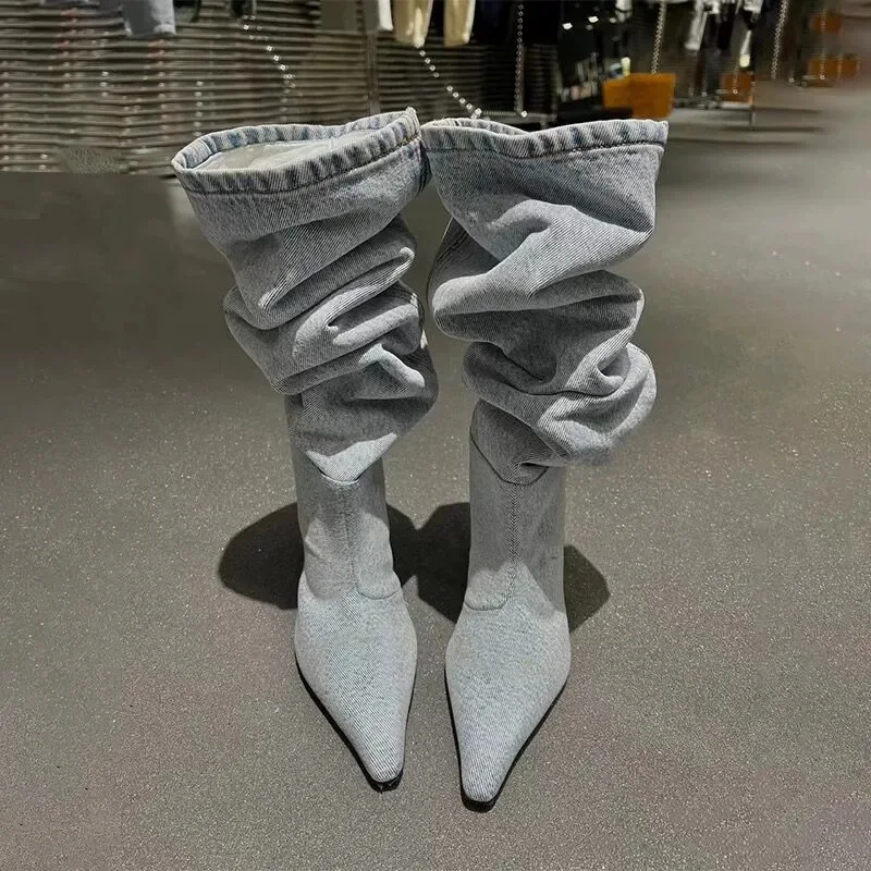 High Heel Long Tube over Knee  - огляд і ціна Women Fashion Jeans