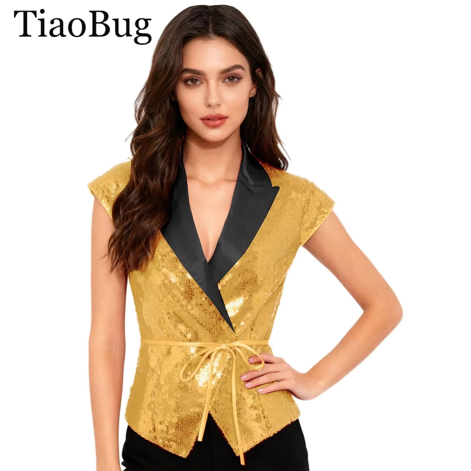 Women Sequin Vest V-neck Label - огляд і ціна Women'S Fashion Labels