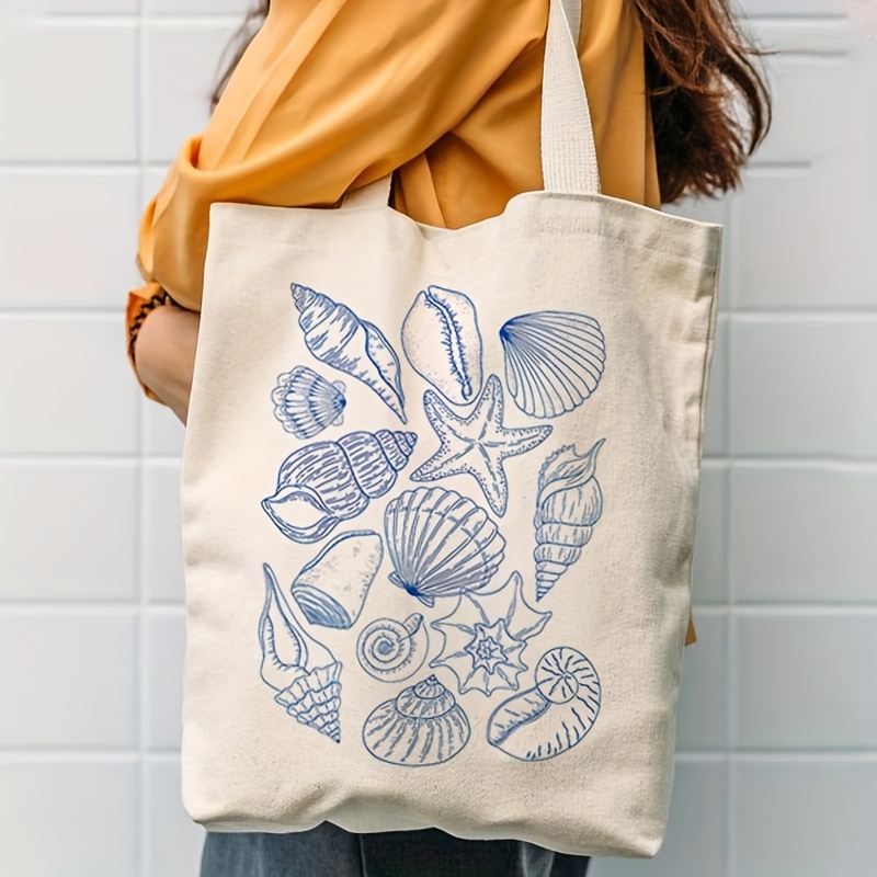 2026 Starfish and Shell Patter - огляд і ціна Canvas Tote Bag